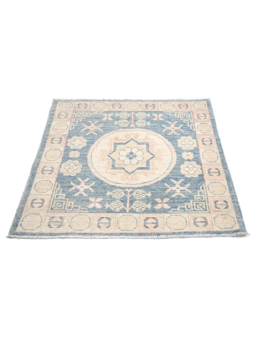 Hand Knotted Khotan Wool Rug - 3'2'' x 3'3'' Arteverk Arteverk Rugs