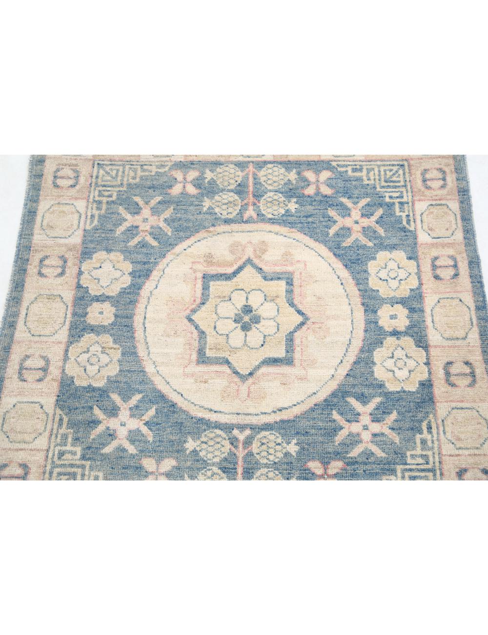 Hand Knotted Khotan Wool Rug - 3'2'' x 3'3'' Arteverk Arteverk Rugs