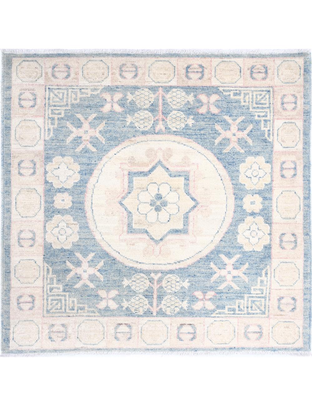 Hand Knotted Khotan Wool Rug - 3'2'' x 3'3''