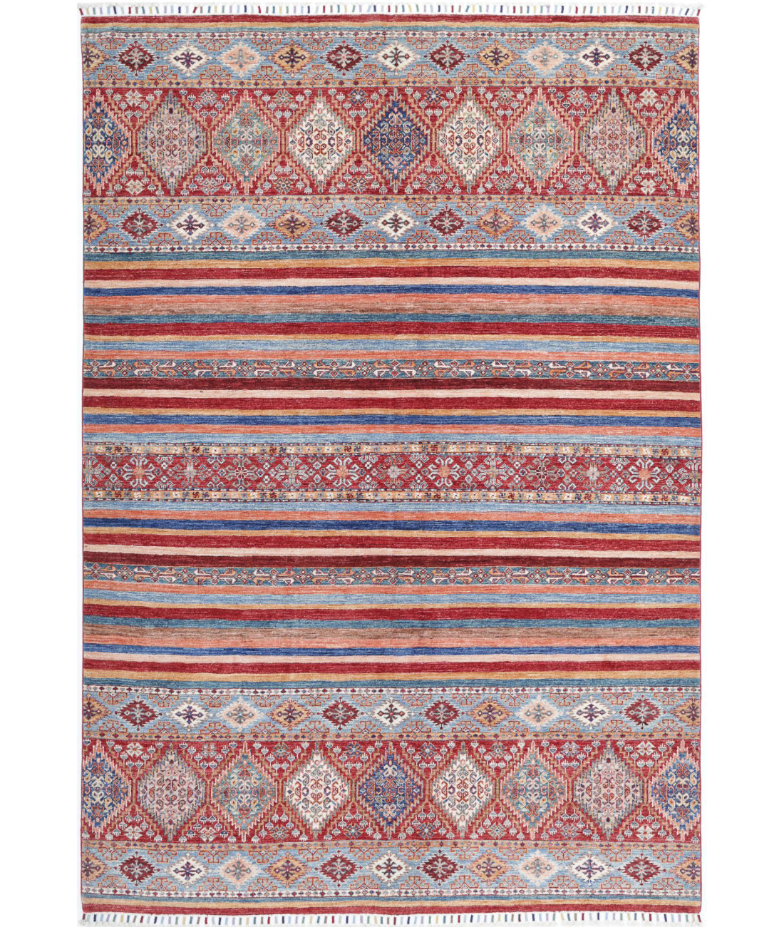 Hand Knotted Khurjeen Wool Rug - 6'8'' x 9'10'' 6'8'' x 9'10'' (200 X 295) / Multi / Red