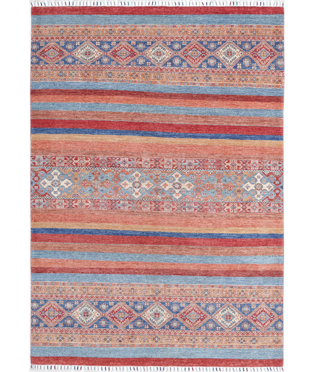 Hand Knotted Khurjeen Wool Rug - 5'9'' x 8'5'' 5'9'' x 8'5'' (173 X 253) / Multi / Blue