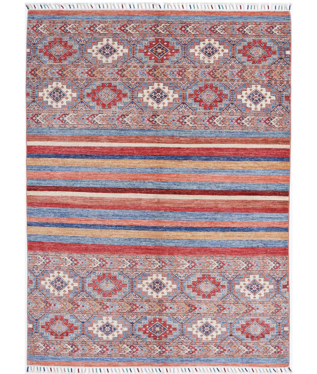 Hand Knotted Khurjeen Wool Rug - 5'6'' x 7'7'' 5'6'' x 7'7'' (165 X 228) / Multi / Red