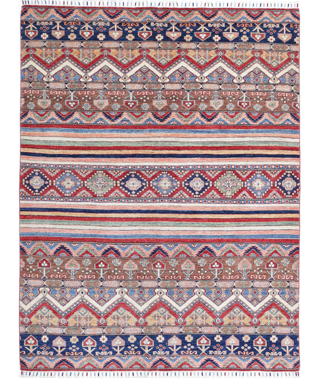 Hand Knotted Khurjeen Wool Rug - 5'7'' x 7'4'' 5'7'' x 7'4'' (168 X 220) / Multi / Blue