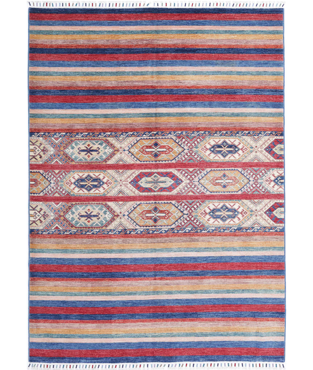 Hand Knotted Khurjeen Wool Rug - 5'7'' x 7'10'' 5'7'' x 7'10'' (168 X 235) / Multi / Blue