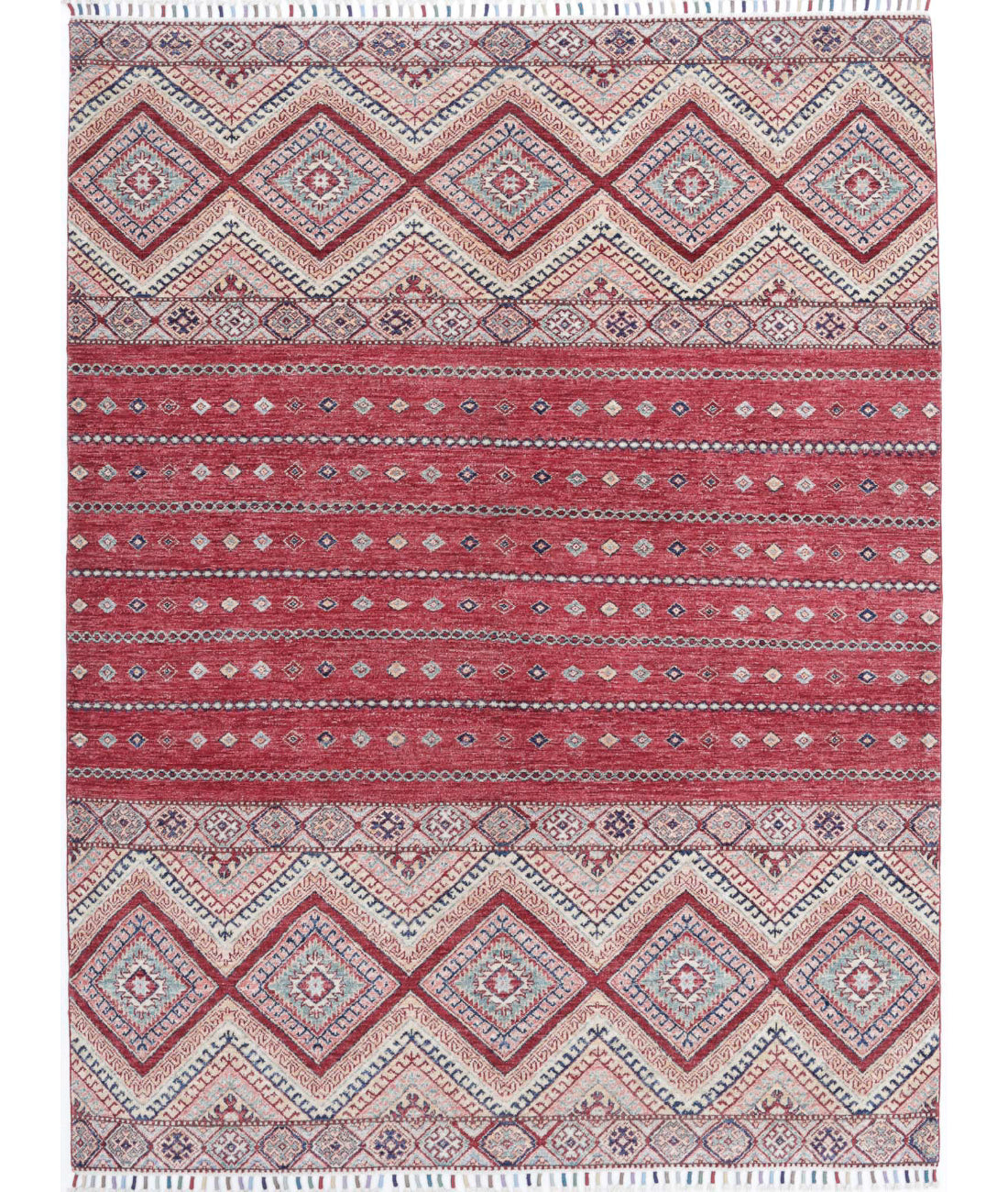 Hand Knotted Khurjeen Wool Rug - 5'6'' x 7'6'' 5'6'' x 7'6'' (165 X 225) / Multi / Red