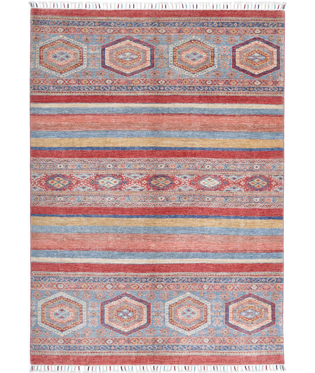 Hand Knotted Khurjeen Wool Rug - 5'6'' x 8'0'' 5'6'' x 8'0'' (165 X 240) / Multi / Red