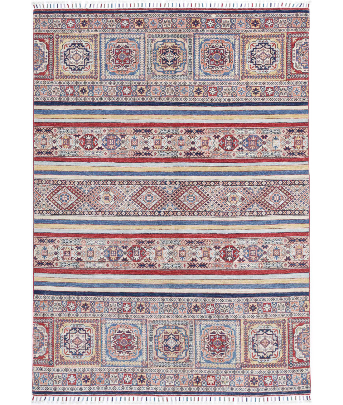 Hand Knotted Khurjeen Wool Rug - 5'4'' x 7'9'' 5'4'' x 7'9'' (160 X 233) / Multi / Blue