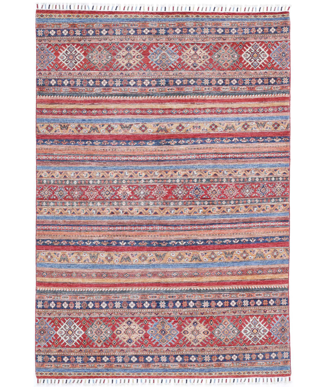 Hand Knotted Khurjeen Wool Rug - 4'11'' x 7'2'' 4'11'' x 7'2'' (148 X 215) / Multi / Red