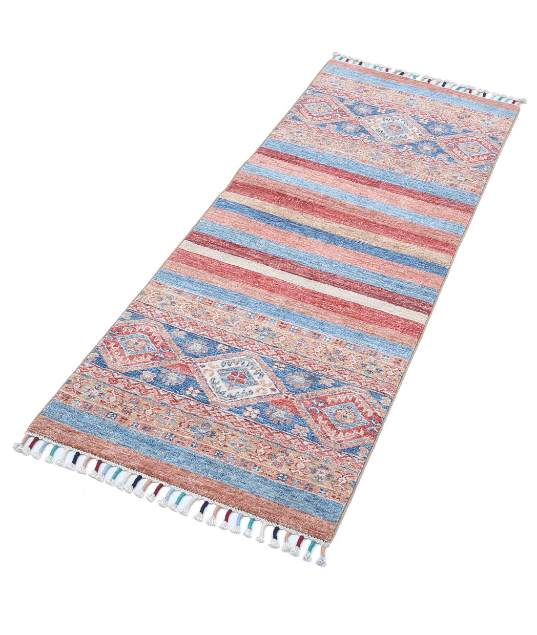 Hand Knotted Khurjeen Wool Rug - 2'0'' x 5'6'' 2'0'' x 5'6'' (60 X 165) / Multi / Multi