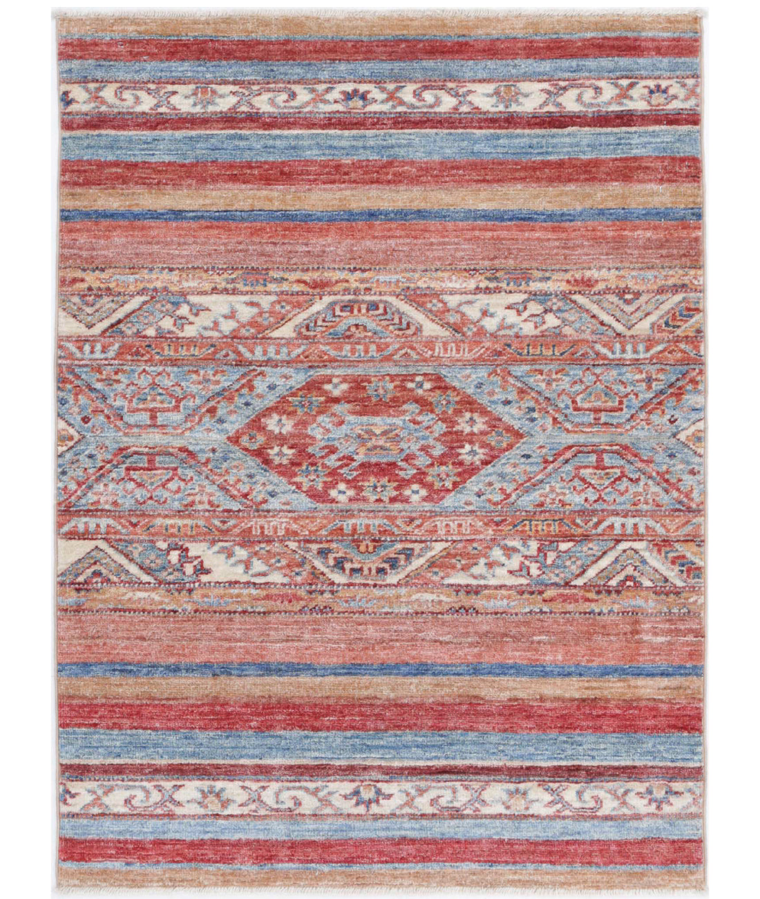 Hand Knotted Khurjeen Wool Rug - 2&#39;8&#39;&#39; x 3&#39;8&#39;&#39; 2&#39;8&#39;&#39; x 3&#39;8&#39;&#39; (80 X 110) / Multi / Multi
