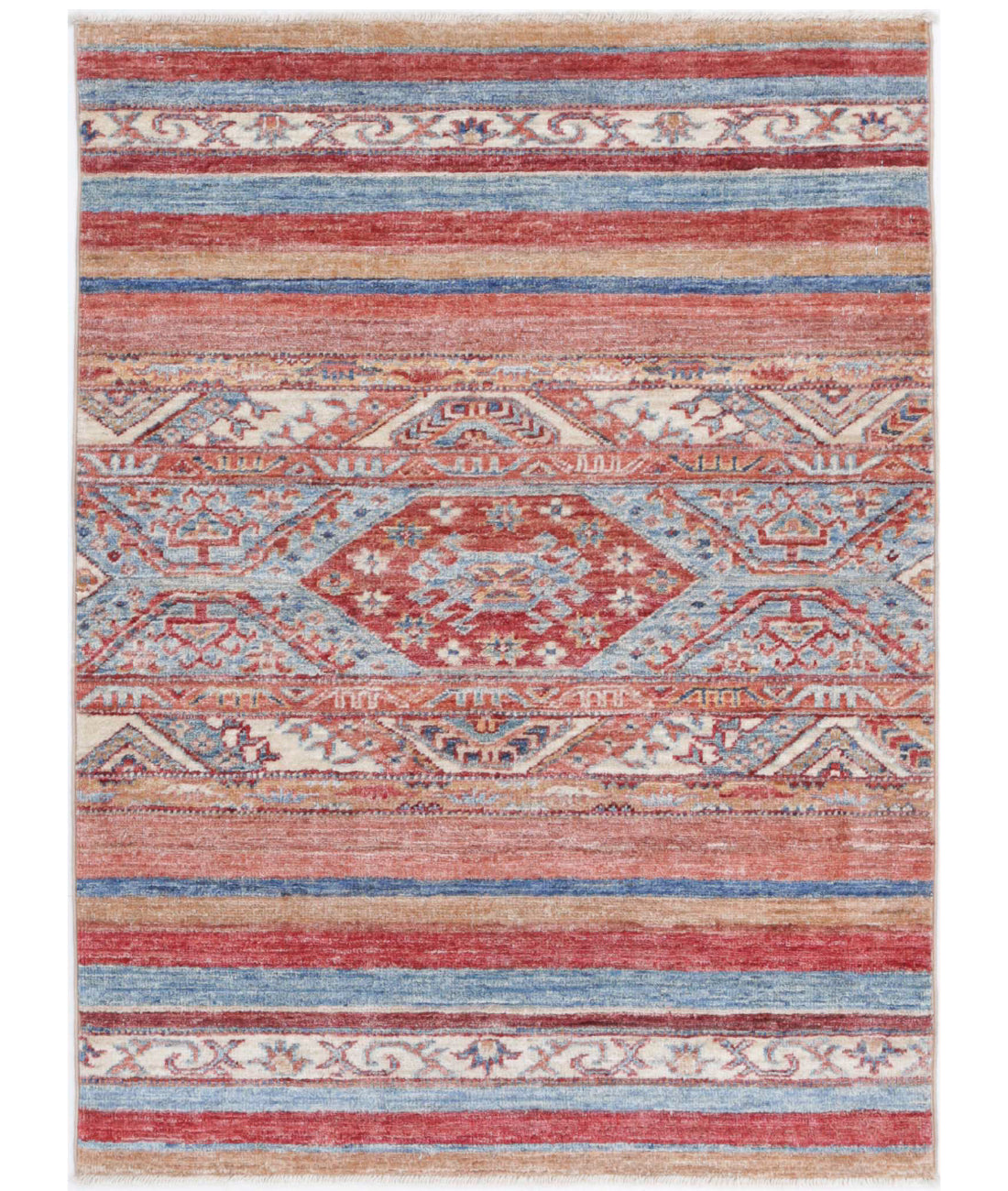 Hand Knotted Khurjeen Wool Rug - 2'8'' x 3'8''