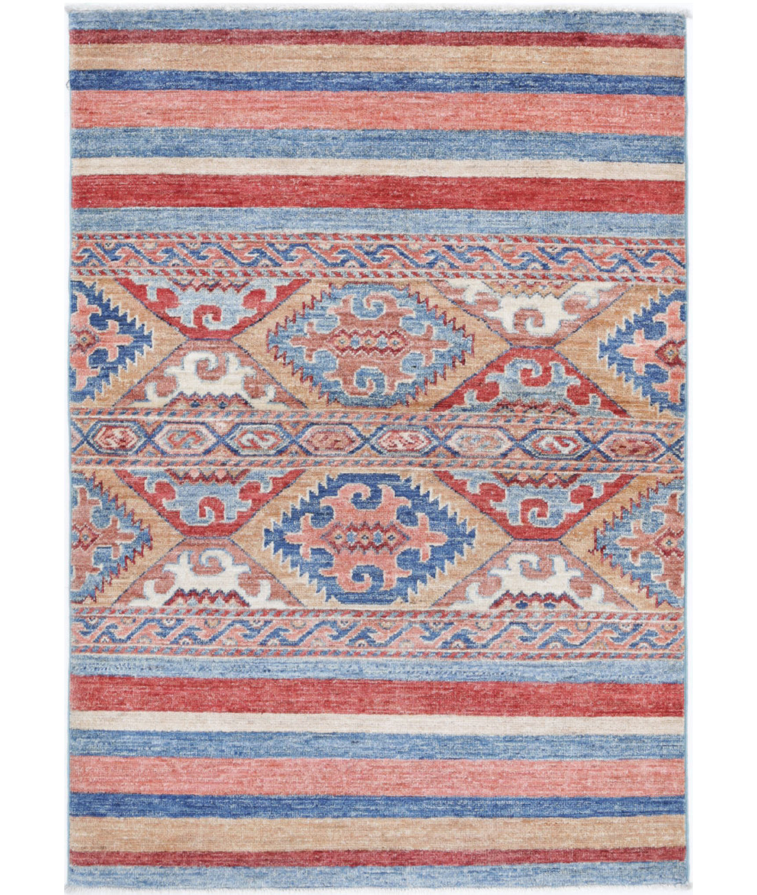 Alfombra de lana Khurjeen anudada a mano - 2'8'' x 3'10''