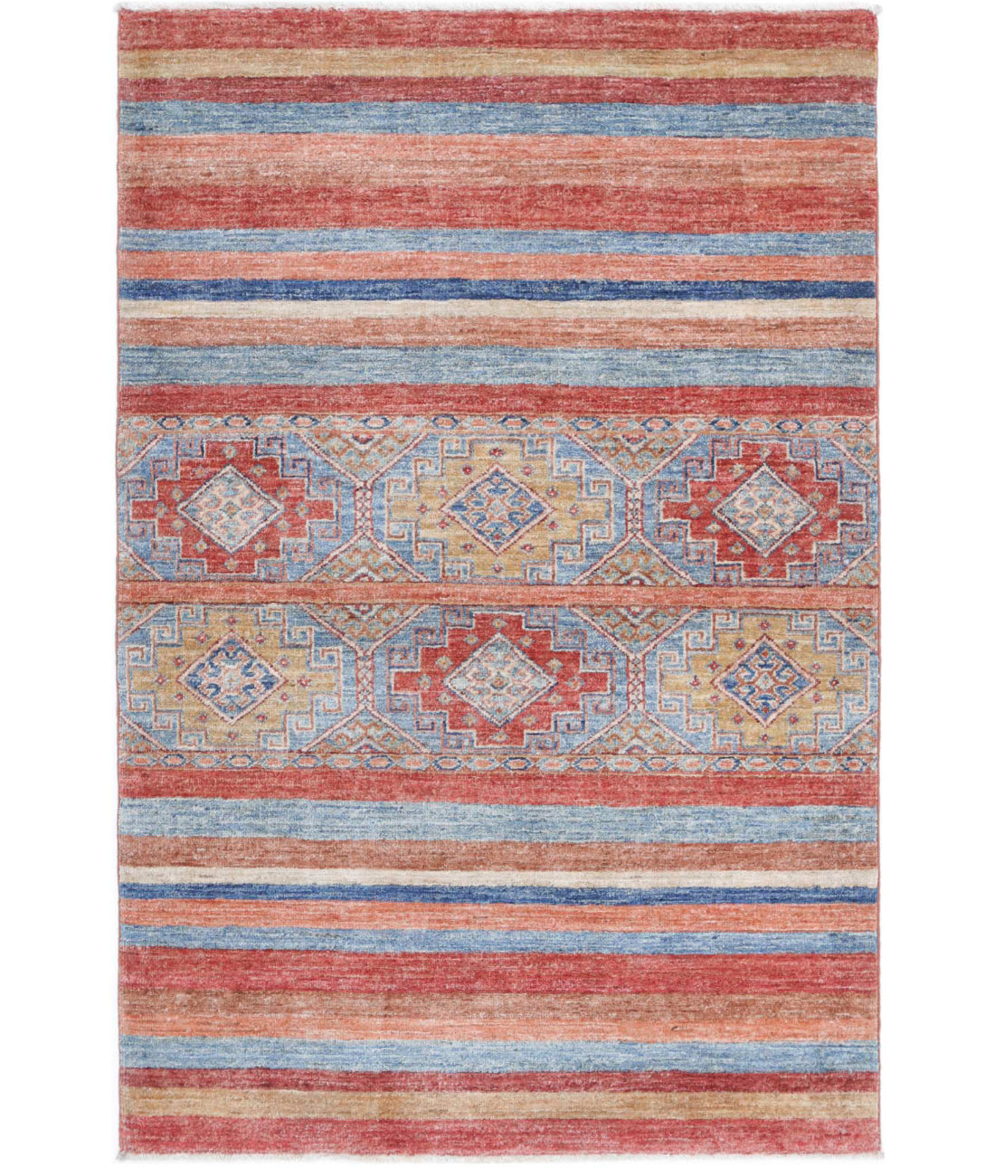 Hand Knotted Khurjeen Wool Rug - 3&#39;0&#39;&#39; x 4&#39;9&#39;&#39; 3&#39;0&#39;&#39; x 4&#39;9&#39;&#39; (90 X 143) / Multi / Multi