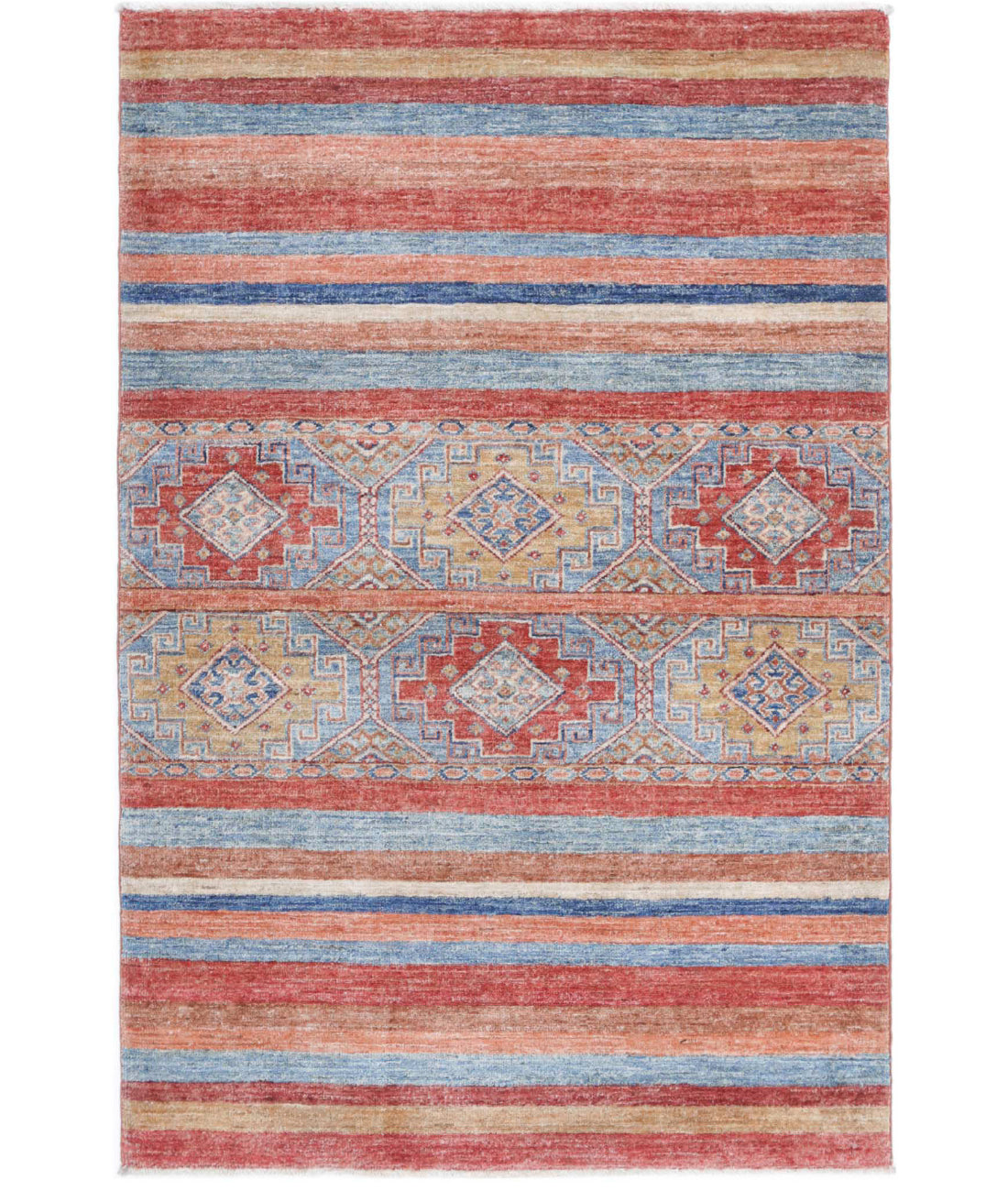 Hand Knotted Khurjeen Wool Rug - 3'0'' x 4'9''