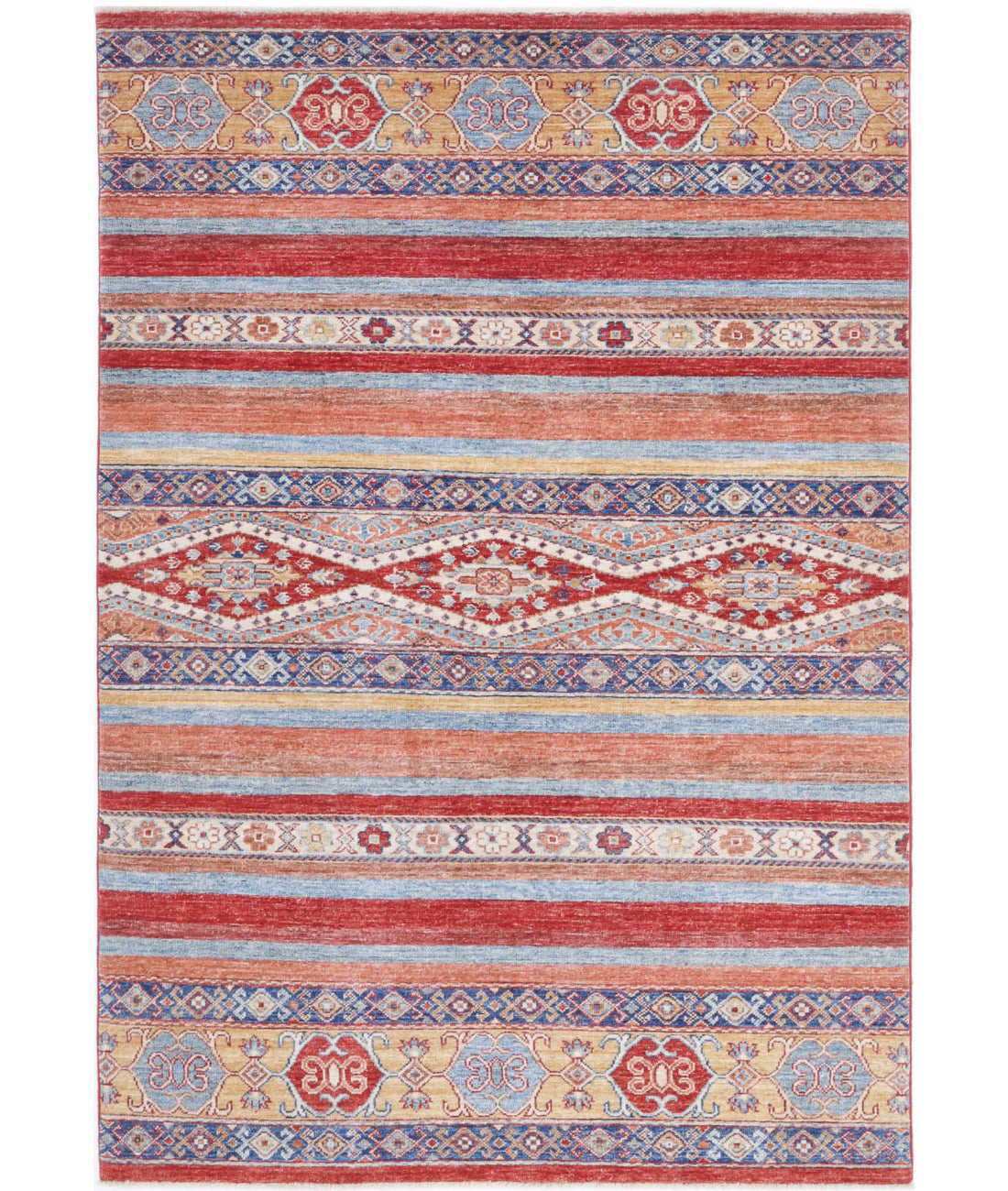 Hand Knotted Khurjeen Wool Rug - 4'1'' x 6'0''