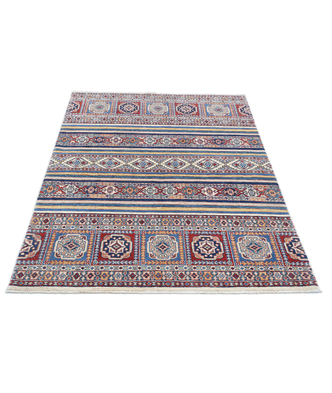 Hand Knotted Khurjeen Wool Rug - 4'0'' x 5'11'' 4'0'' x 5'11'' (120 X 178) / Multi / Multi