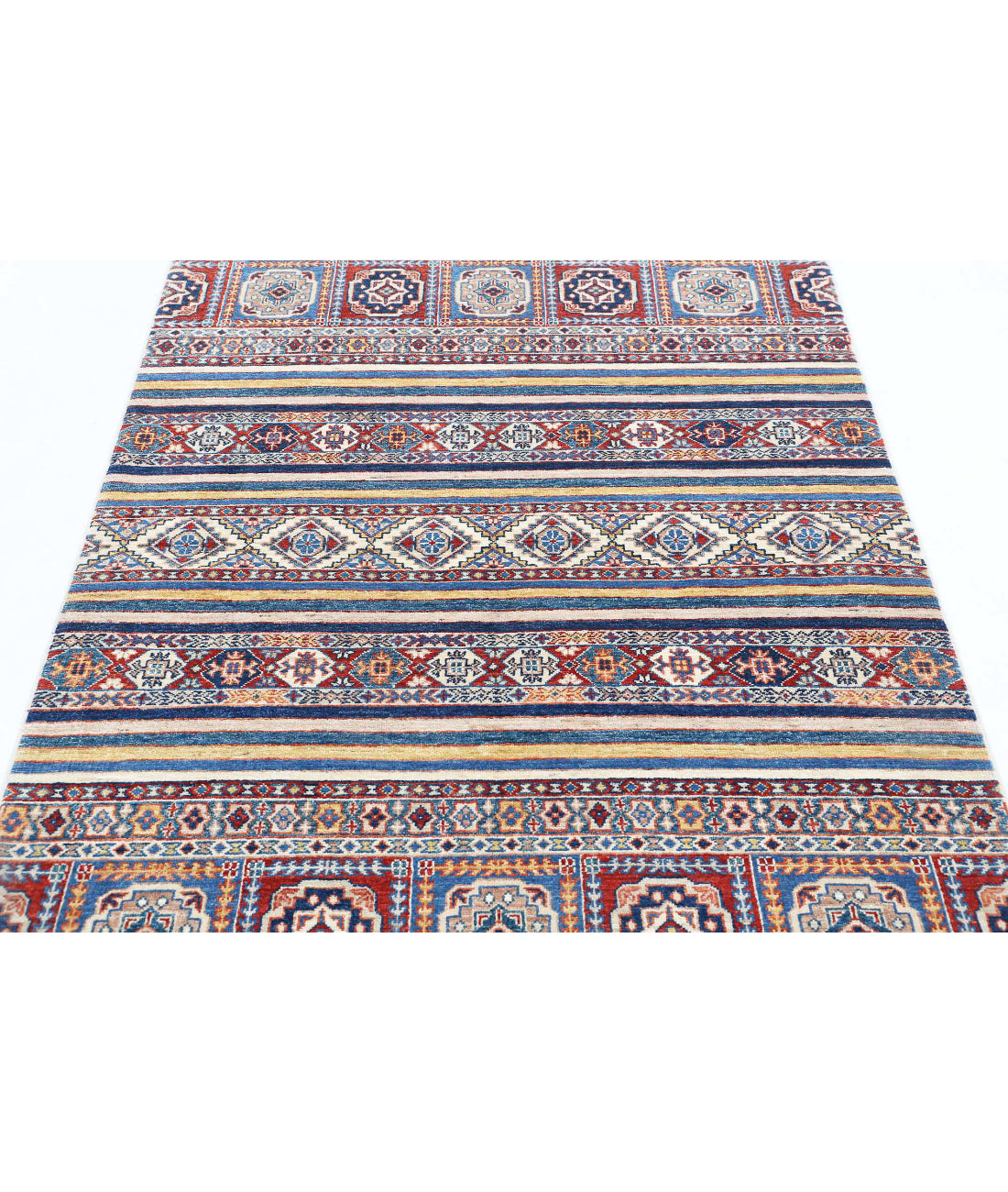 Hand Knotted Khurjeen Wool Rug - 4'0'' x 5'11'' 4'0'' x 5'11'' (120 X 178) / Multi / Multi