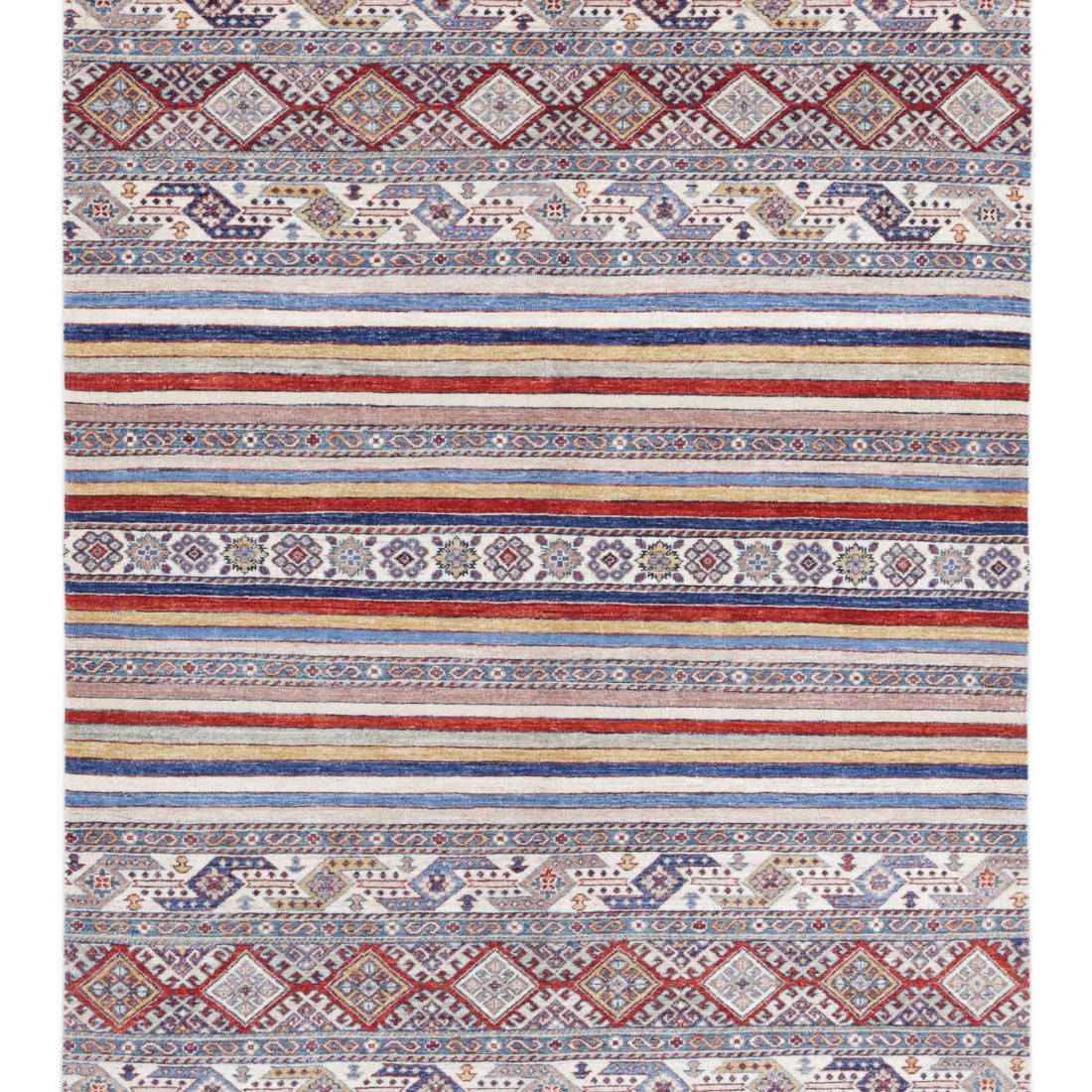 Alfombra de lana Khurjeen anudada a mano - 4'10'' x 6'3''