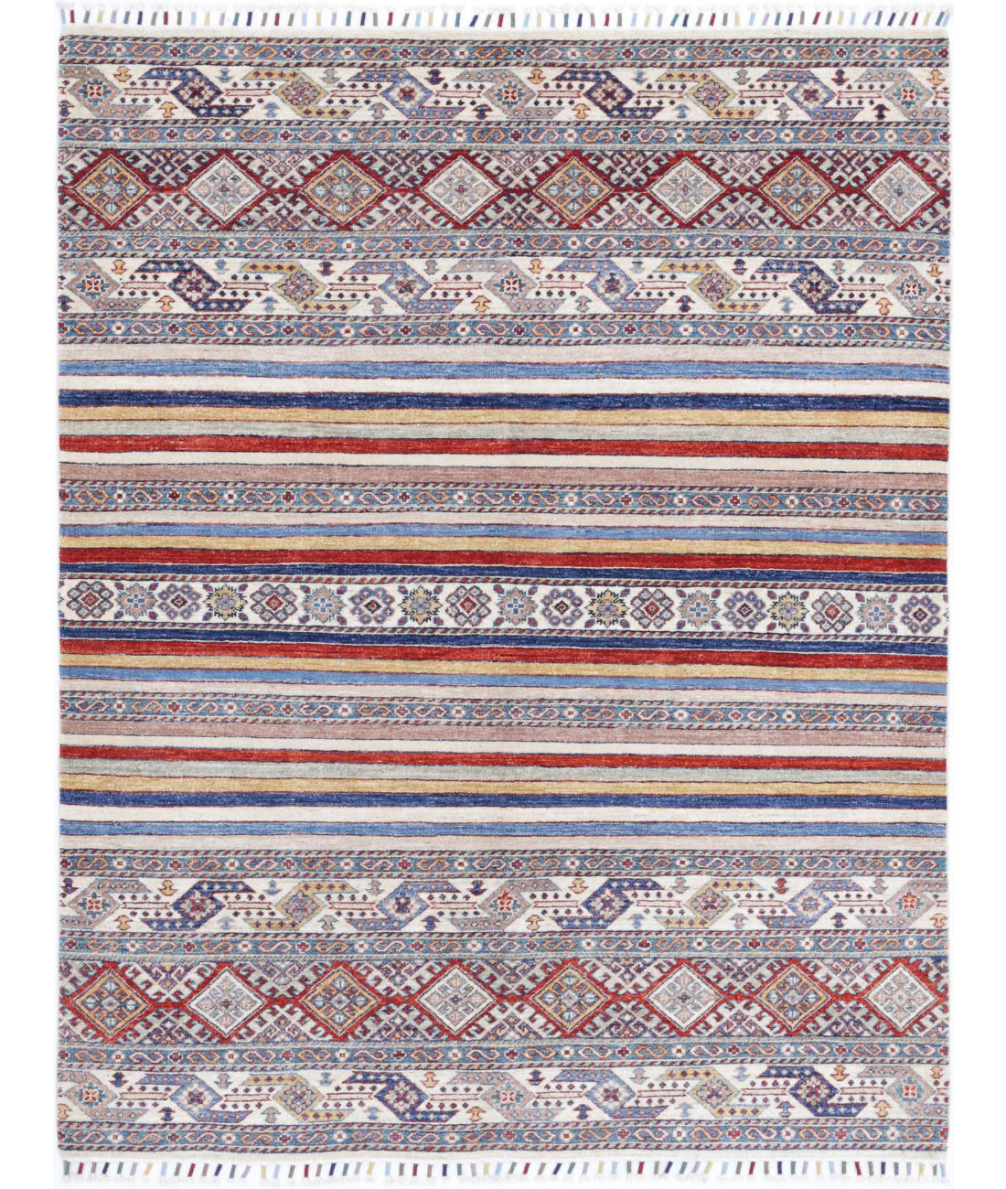 Alfombra de lana Khurjeen anudada a mano - 4'10'' x 6'3''