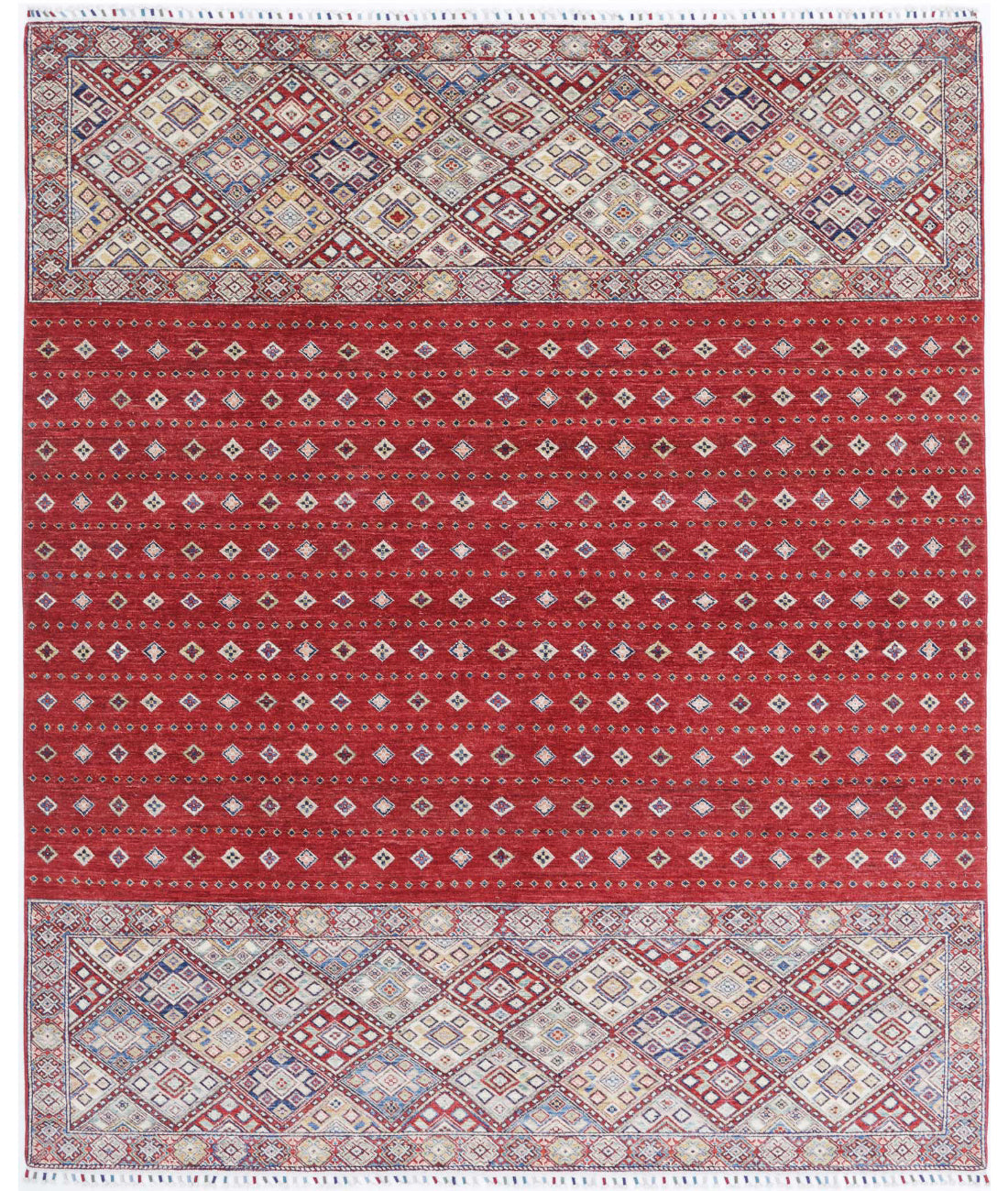 Hand Knotted Khurjeen Wool Rug - 7'9'' x 9'8''