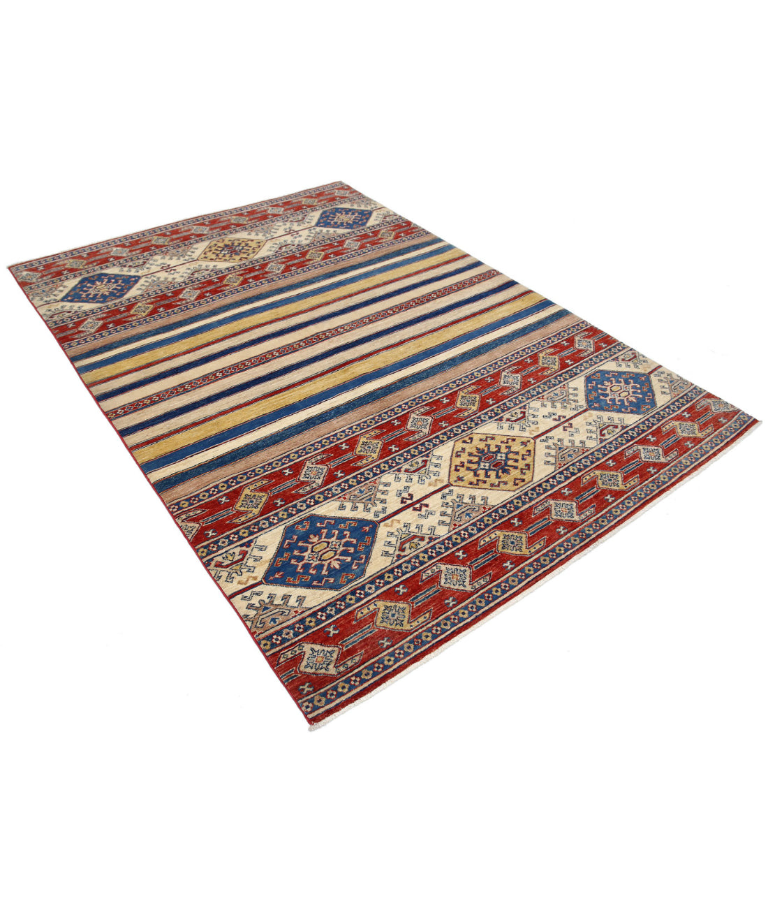 Hand Knotted Khurjeen Wool Rug - 5'6'' x 7'7'' 5'6'' x 7'7'' (165 X 228) / Multi / Multi