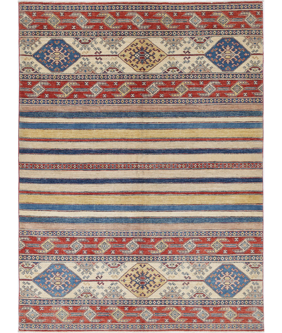 Hand Knotted Khurjeen Wool Rug - 5'6'' x 7'7''