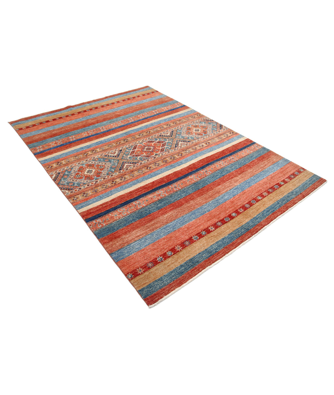 Hand Knotted Khurjeen Wool Rug - 5'6'' x 7'8'' 5'6'' x 7'8'' (165 X 230) / Multi / Multi