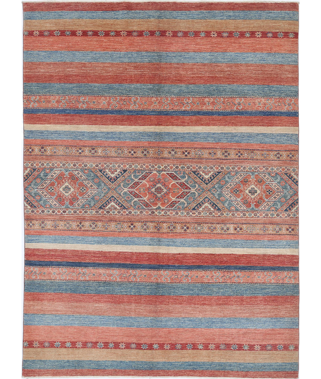 Hand Knotted Khurjeen Wool Rug - 5'6'' x 7'8''