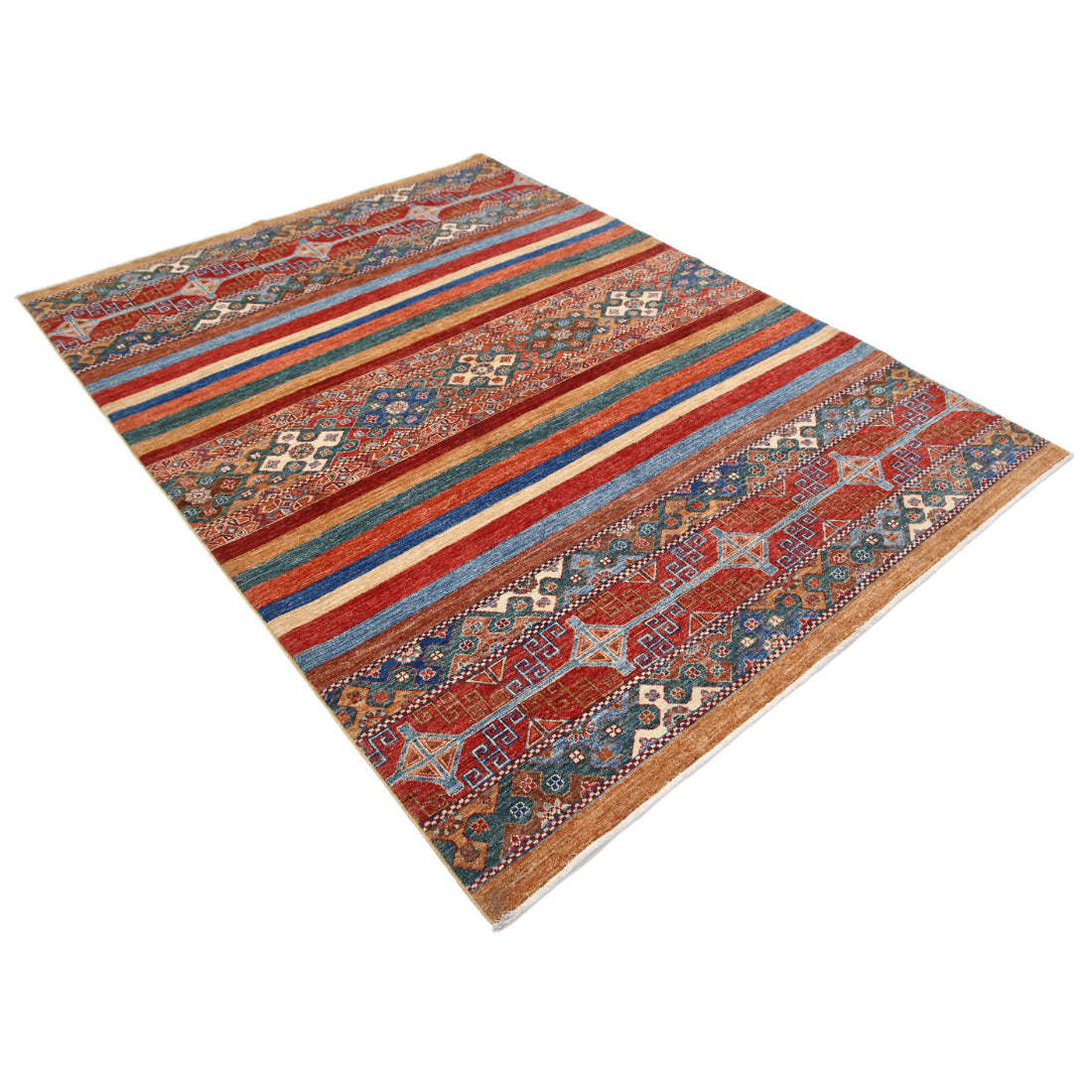 Alfombra de lana Khurjeen anudada a mano - 5'9'' x 7'9''