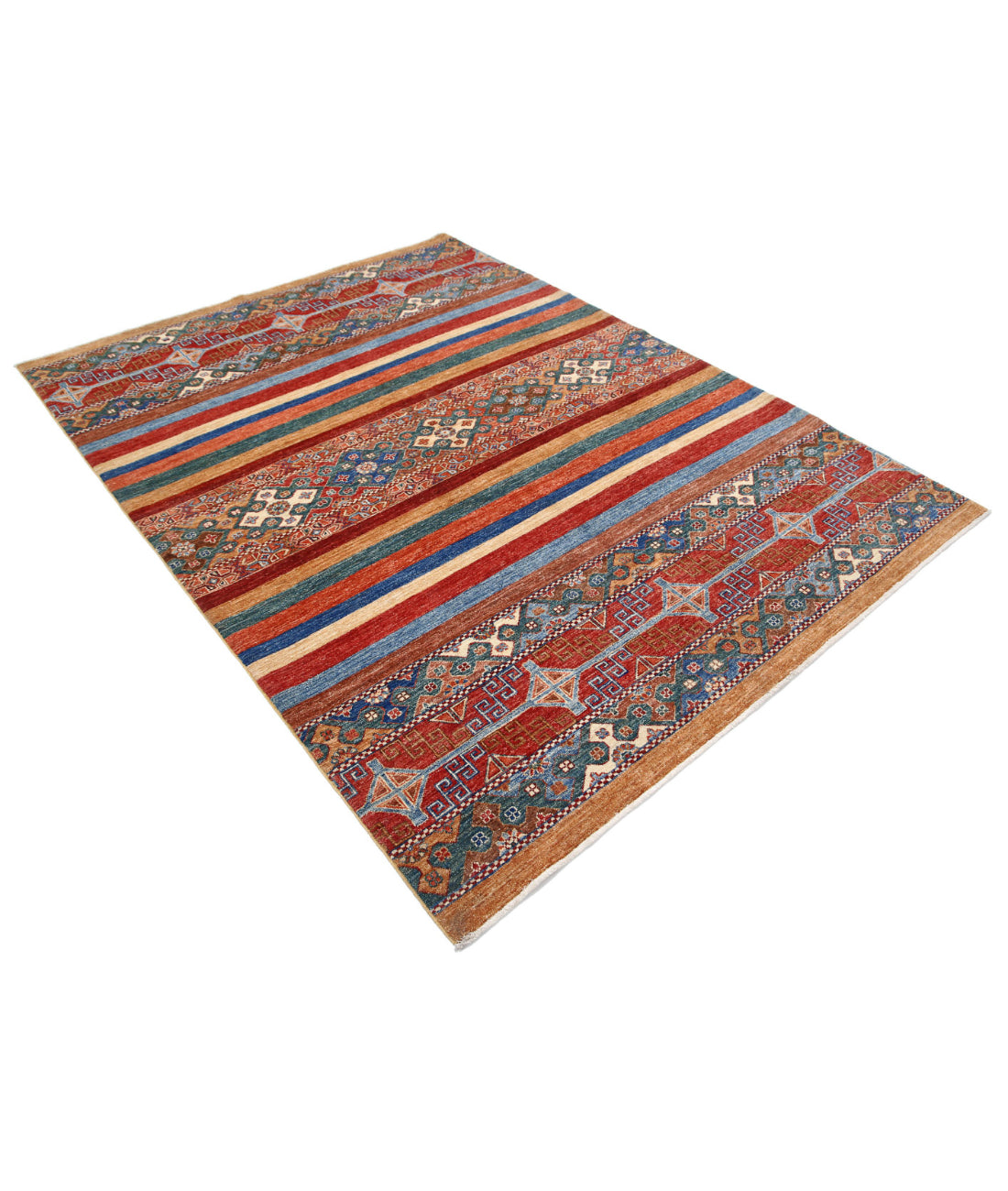Alfombra de lana Khurjeen anudada a mano - 5'9'' x 7'9''