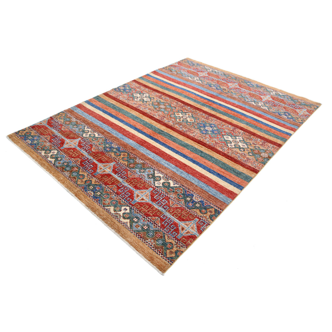 Alfombra de lana Khurjeen anudada a mano - 5'9'' x 7'9''