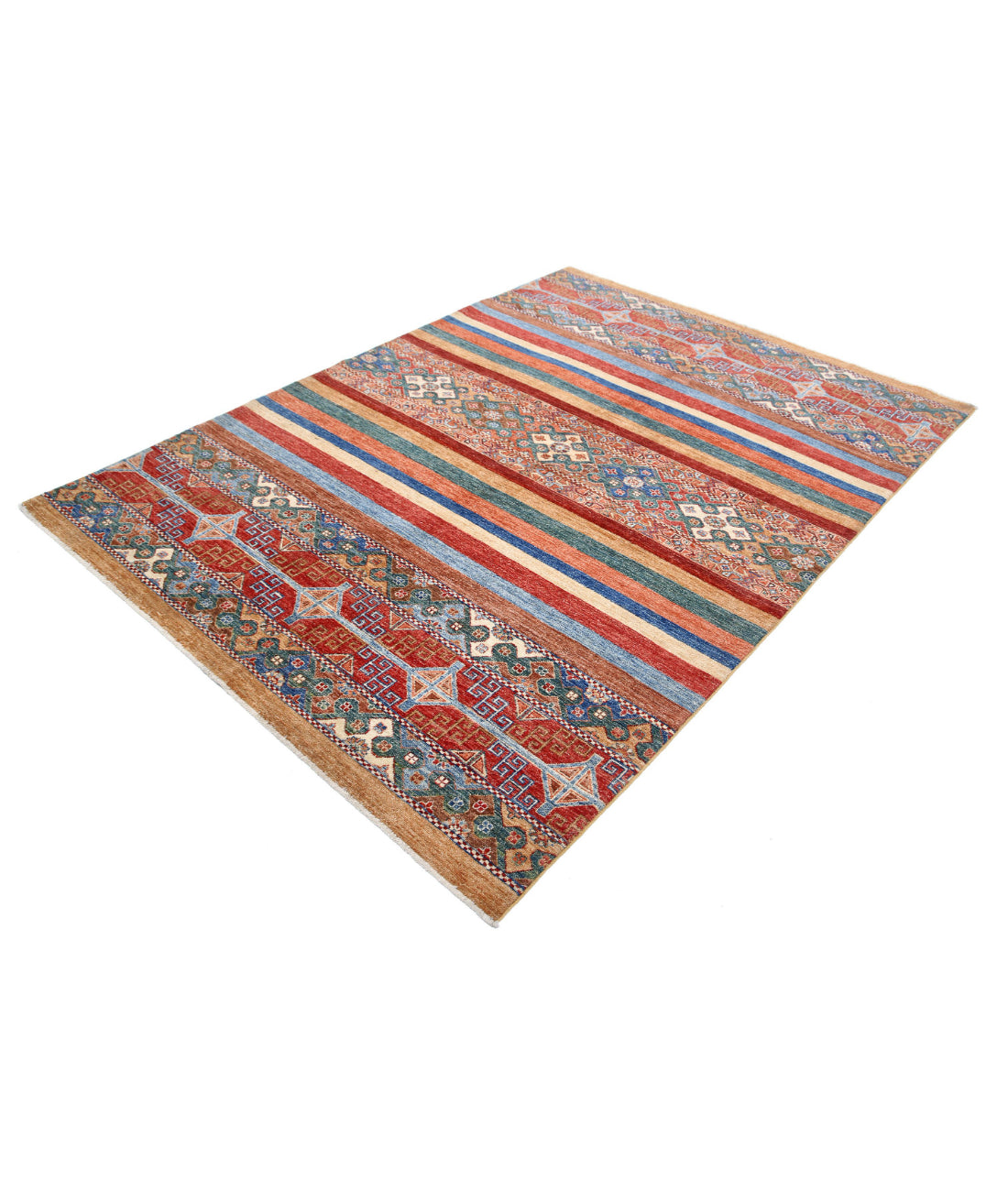 Alfombra de lana Khurjeen anudada a mano - 5'9'' x 7'9''