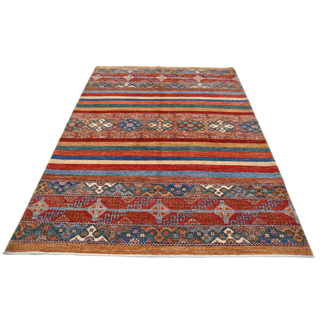 Alfombra de lana Khurjeen anudada a mano - 5'9'' x 7'9''