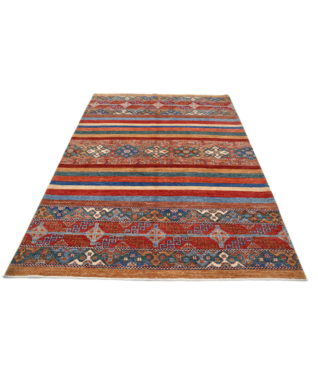 Alfombra de lana Khurjeen anudada a mano - 5'9'' x 7'9''