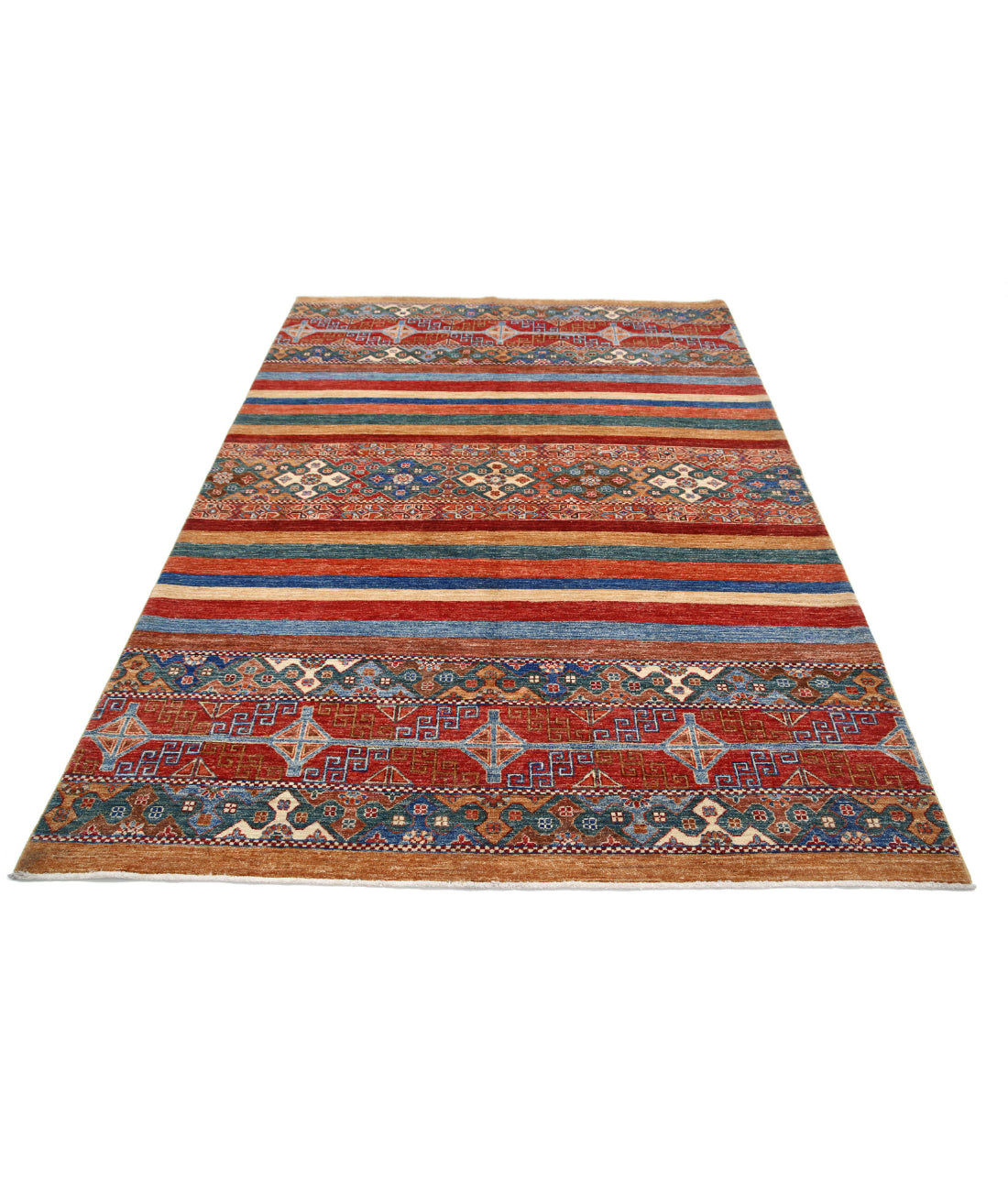 Hand Knotted Khurjeen Wool Rug - 5'9'' x 7'9'' 5'9'' x 7'9'' (173 X 233) / Multi / Multi