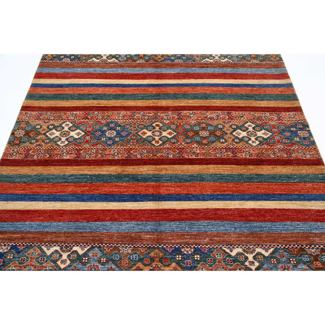 Alfombra de lana Khurjeen anudada a mano - 5'9'' x 7'9''