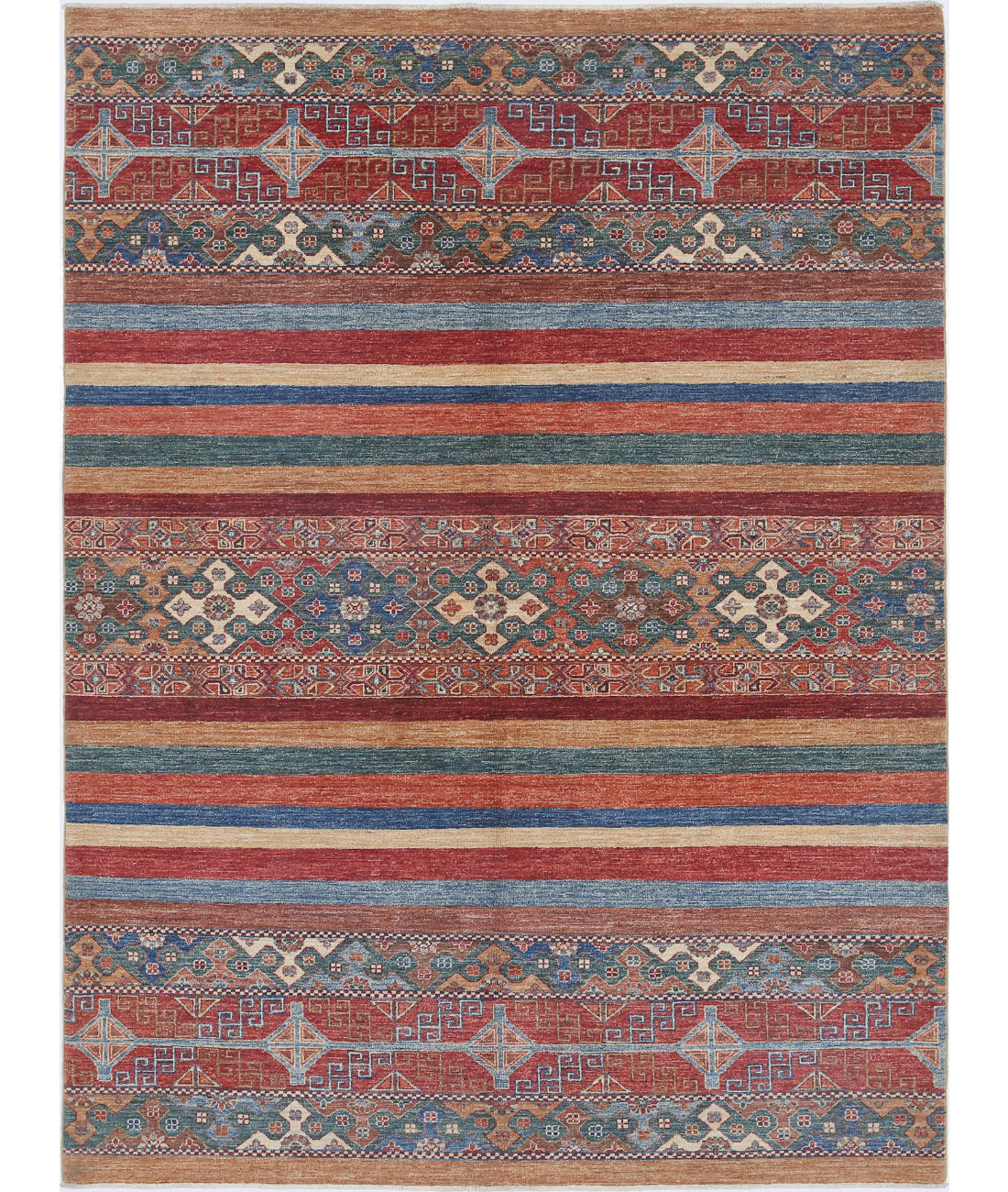 Hand Knotted Khurjeen Wool Rug - 5'9'' x 7'9''