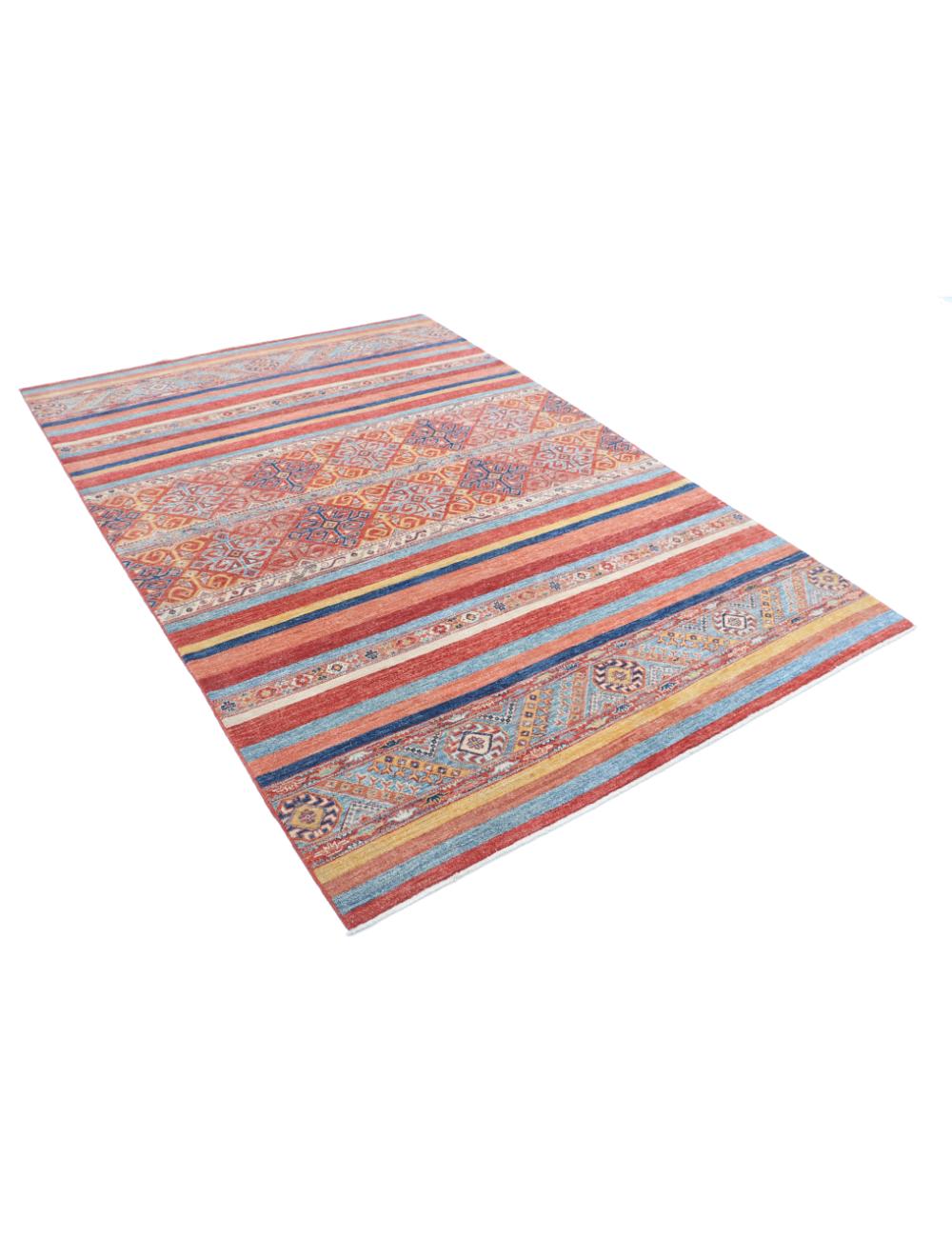 Hand Knotted Khurjeen Wool Rug - 5'7'' x 8'1'' Arteverk Arteverk Rugs