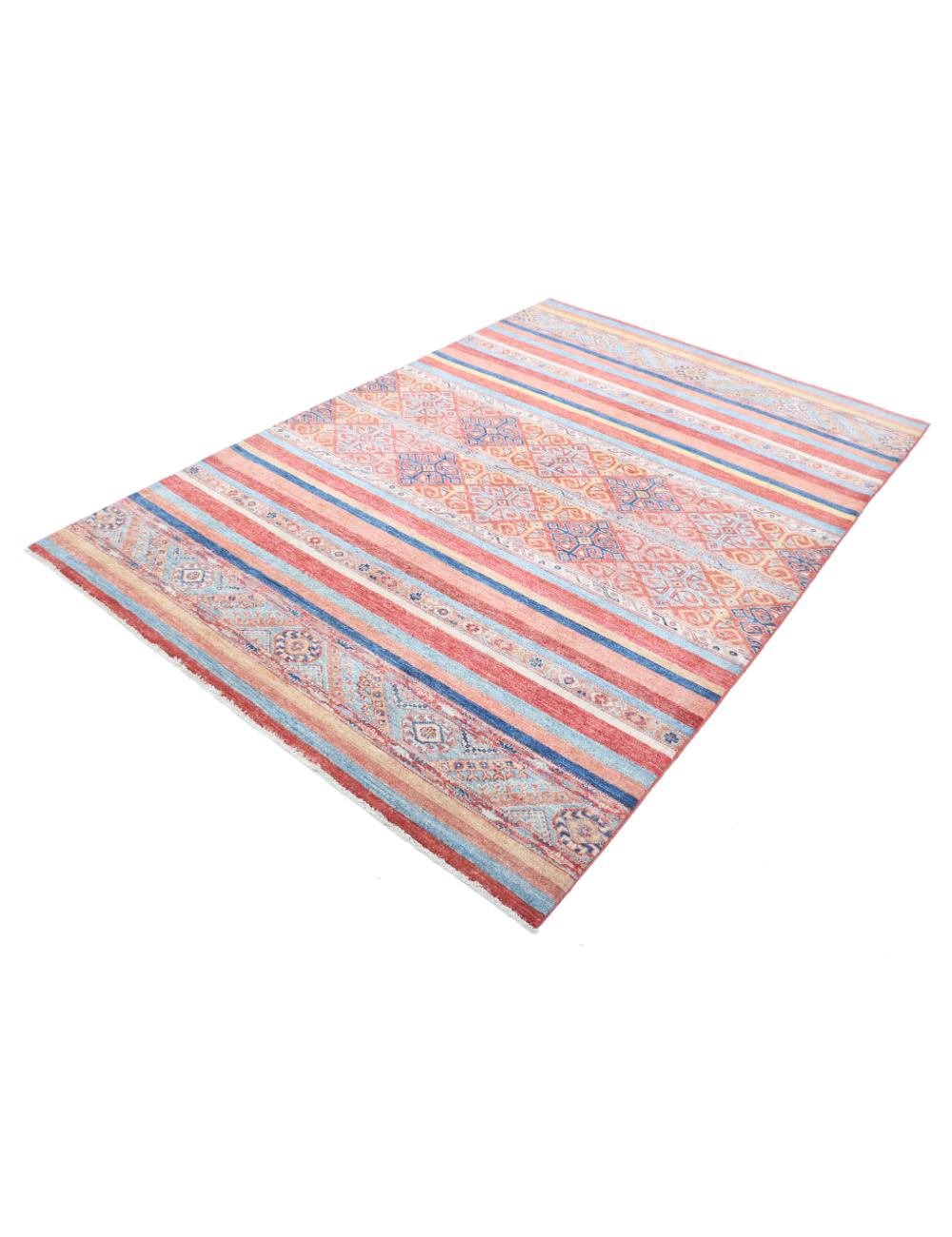 Hand Knotted Khurjeen Wool Rug - 5'7'' x 8'1'' Arteverk Arteverk Rugs