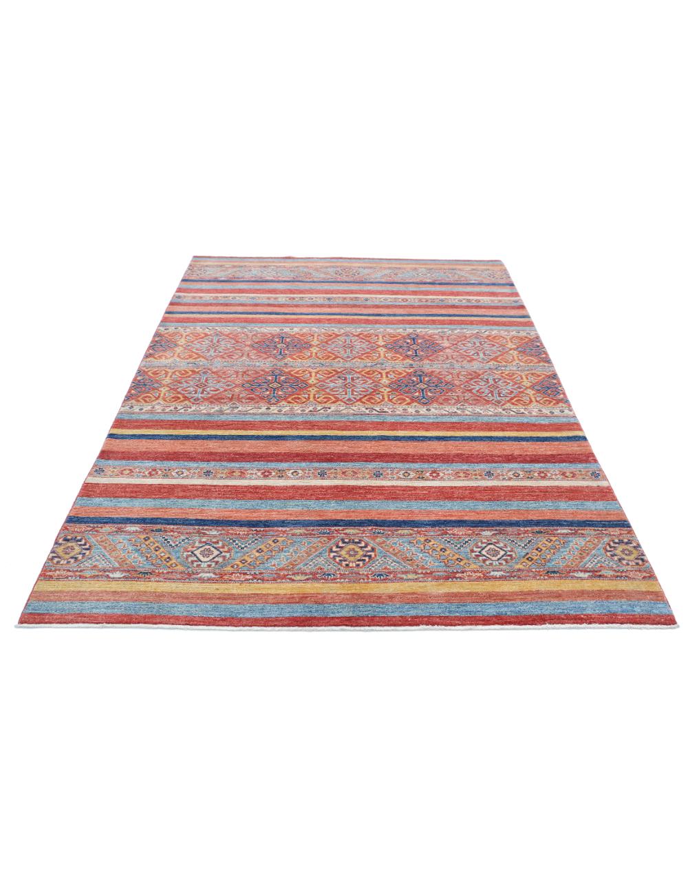 Hand Knotted Khurjeen Wool Rug - 5'7'' x 8'1'' Arteverk Arteverk Rugs