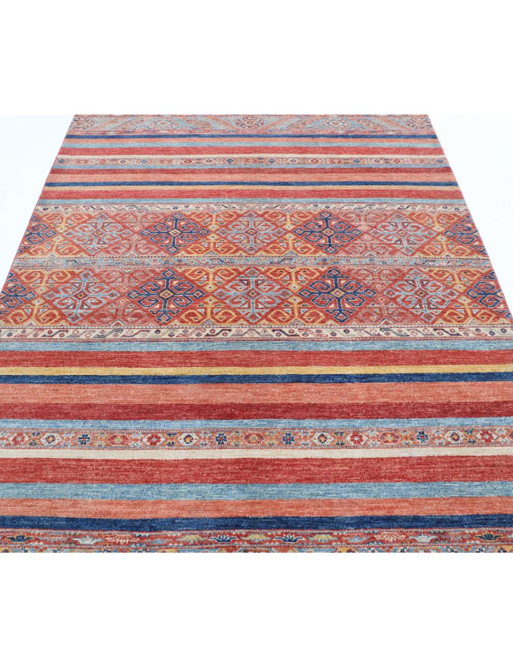 Hand Knotted Khurjeen Wool Rug - 5'7'' x 8'1'' Arteverk Arteverk Rugs