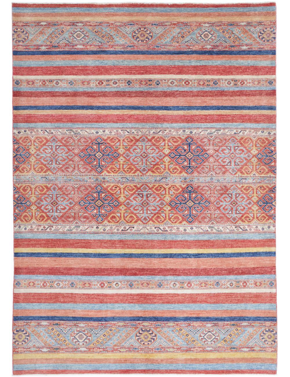 Hand Knotted Khurjeen Wool Rug - 5'7'' x 8'1''