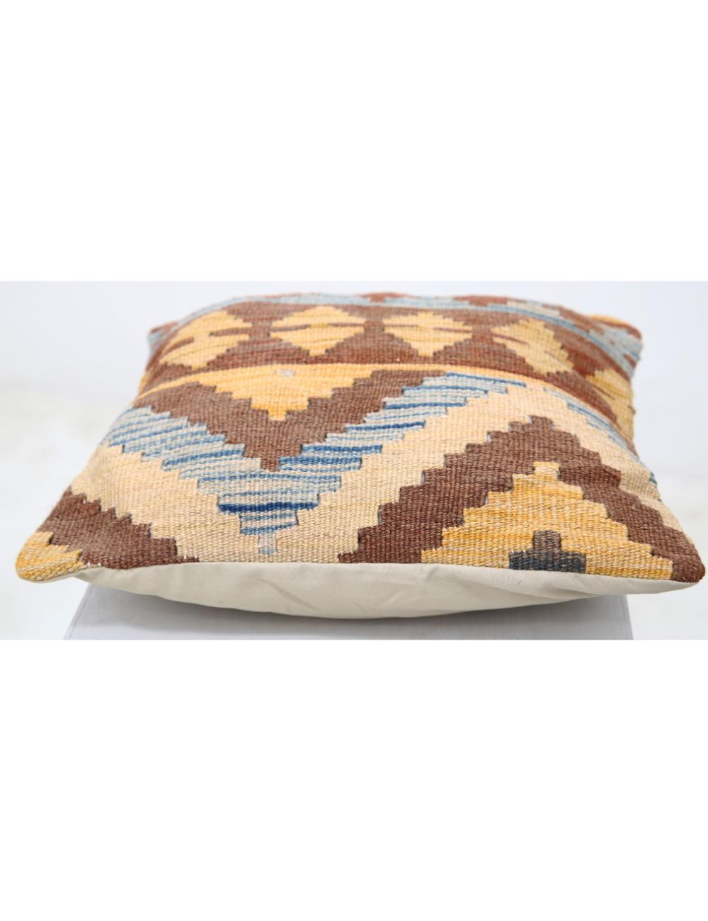 Hand Woven Tribal Multi Color Geometric Wool Pillow - 1'5'' x 1'5'' Arteverk Arteverk Rugs