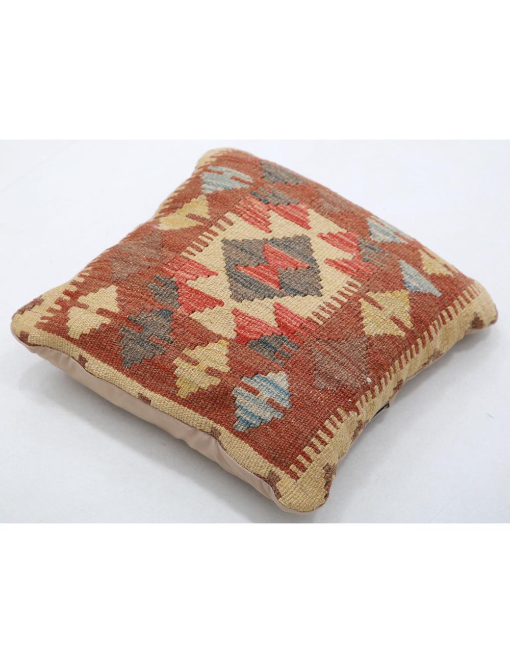 Hand Woven Tribal Multi Color Geometric Wool Pillow - 1'5'' x 1'5'' Arteverk Arteverk Rugs