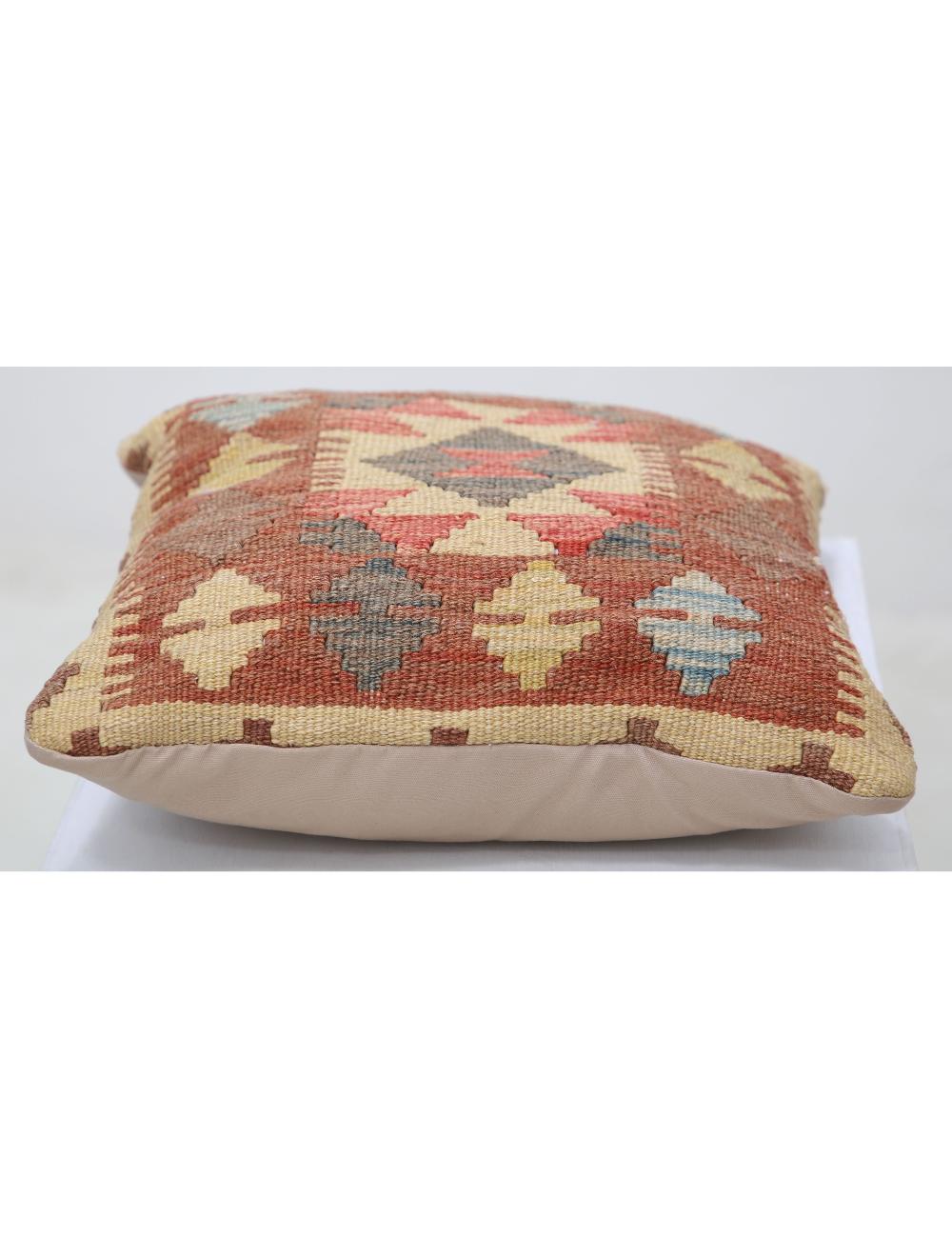 Hand Woven Tribal Multi Color Geometric Wool Pillow - 1'5'' x 1'5'' Arteverk Arteverk Rugs