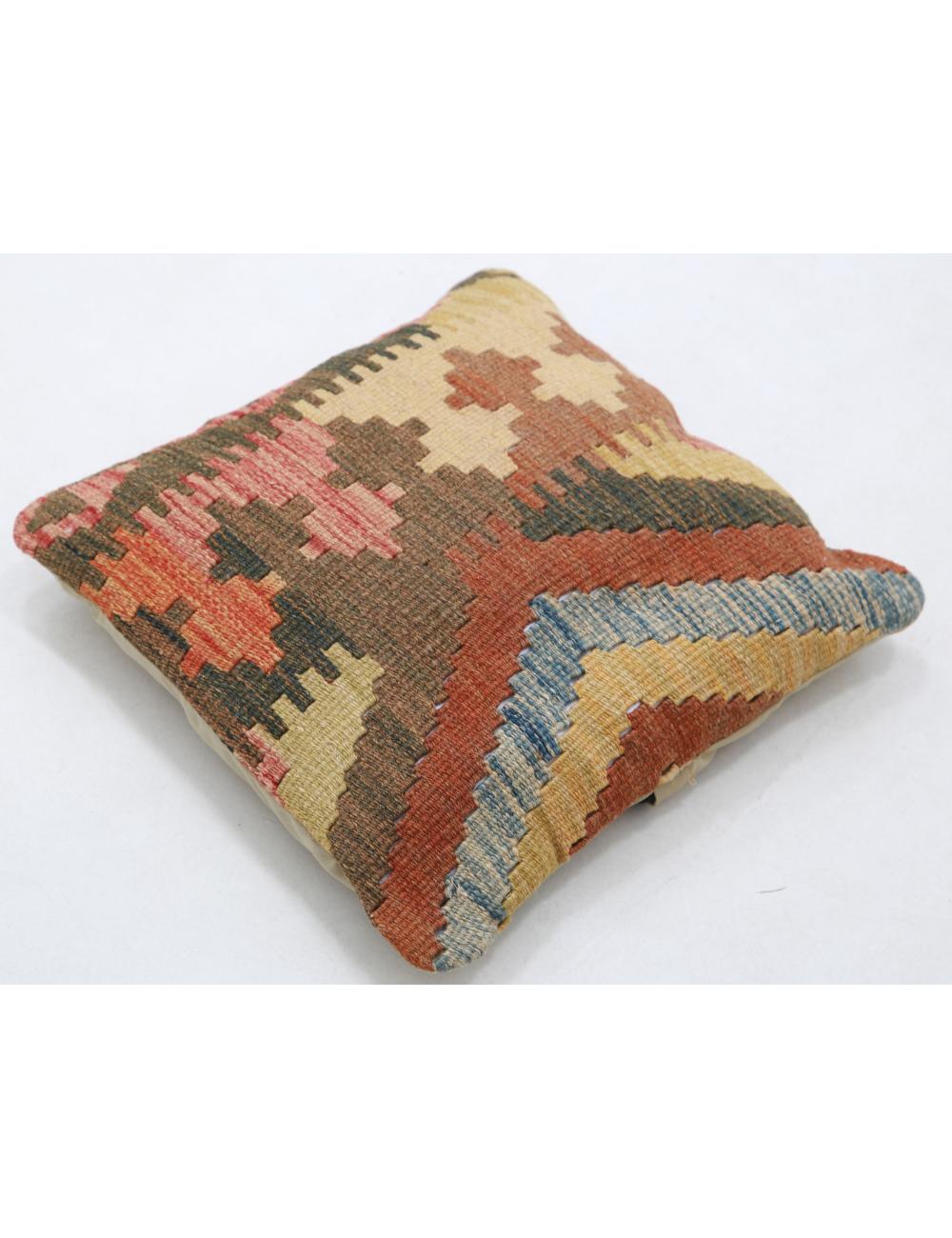 Hand Woven Tribal Multi Color Geometric Wool Pillow - 1'5'' x 1'5'' Arteverk Arteverk Rugs