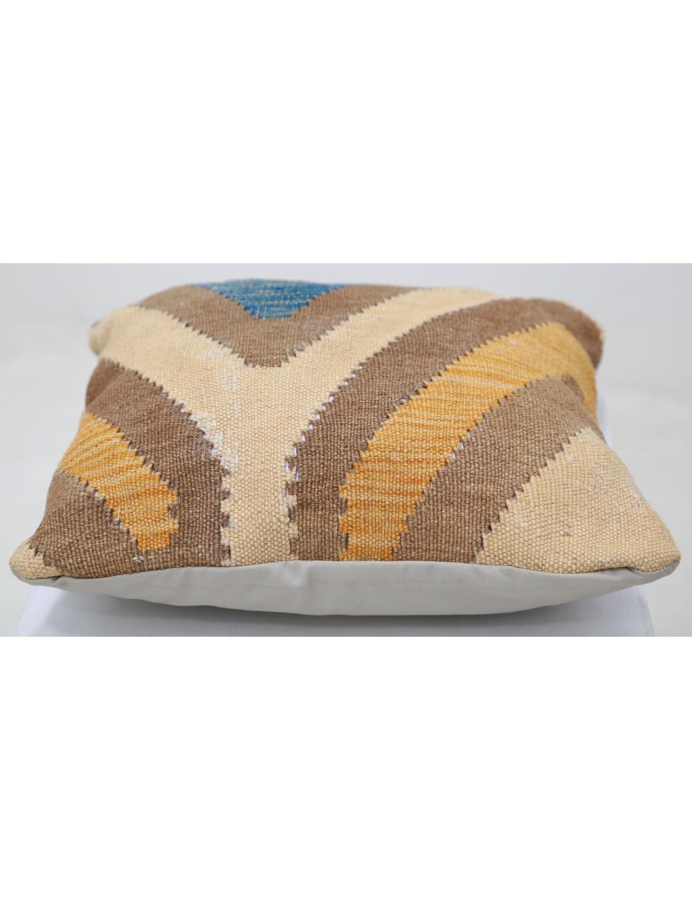 Hand Woven Tribal Multi Color Geometric Wool Pillow - 1'5'' x 1'5'' Arteverk Arteverk Rugs