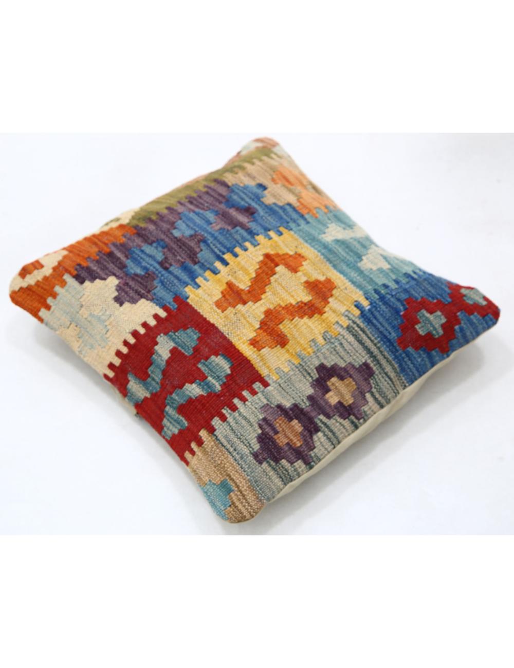 Hand Woven Tribal Multi Color Geometric Wool Pillow - 1'5'' x 1'5'' Arteverk Arteverk Rugs