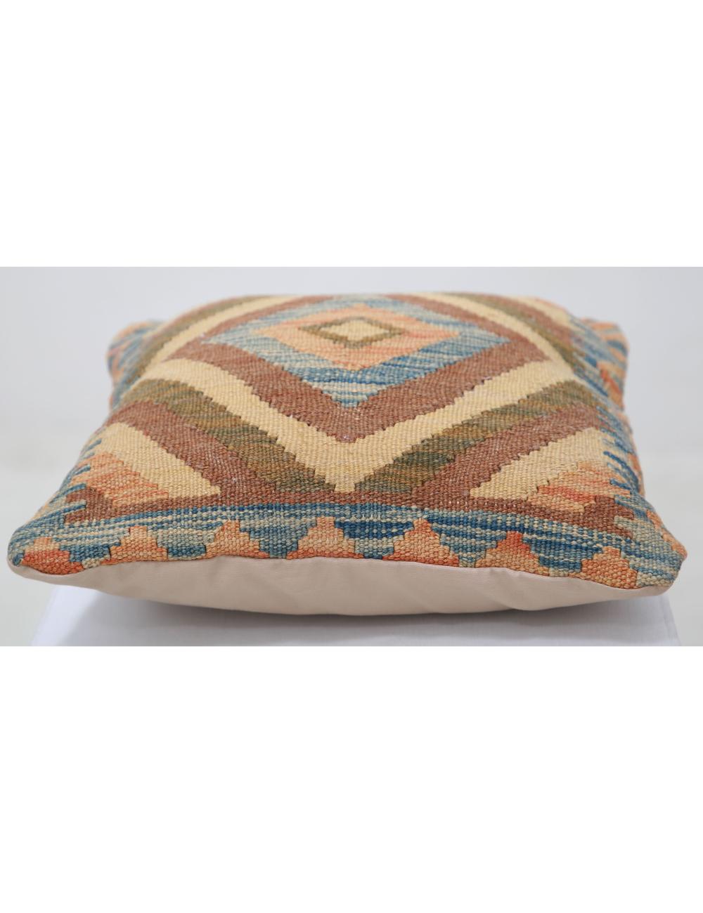 Hand Woven Tribal Multi Color Geometric Wool Pillow - 1'5'' x 1'5'' Arteverk Arteverk Rugs