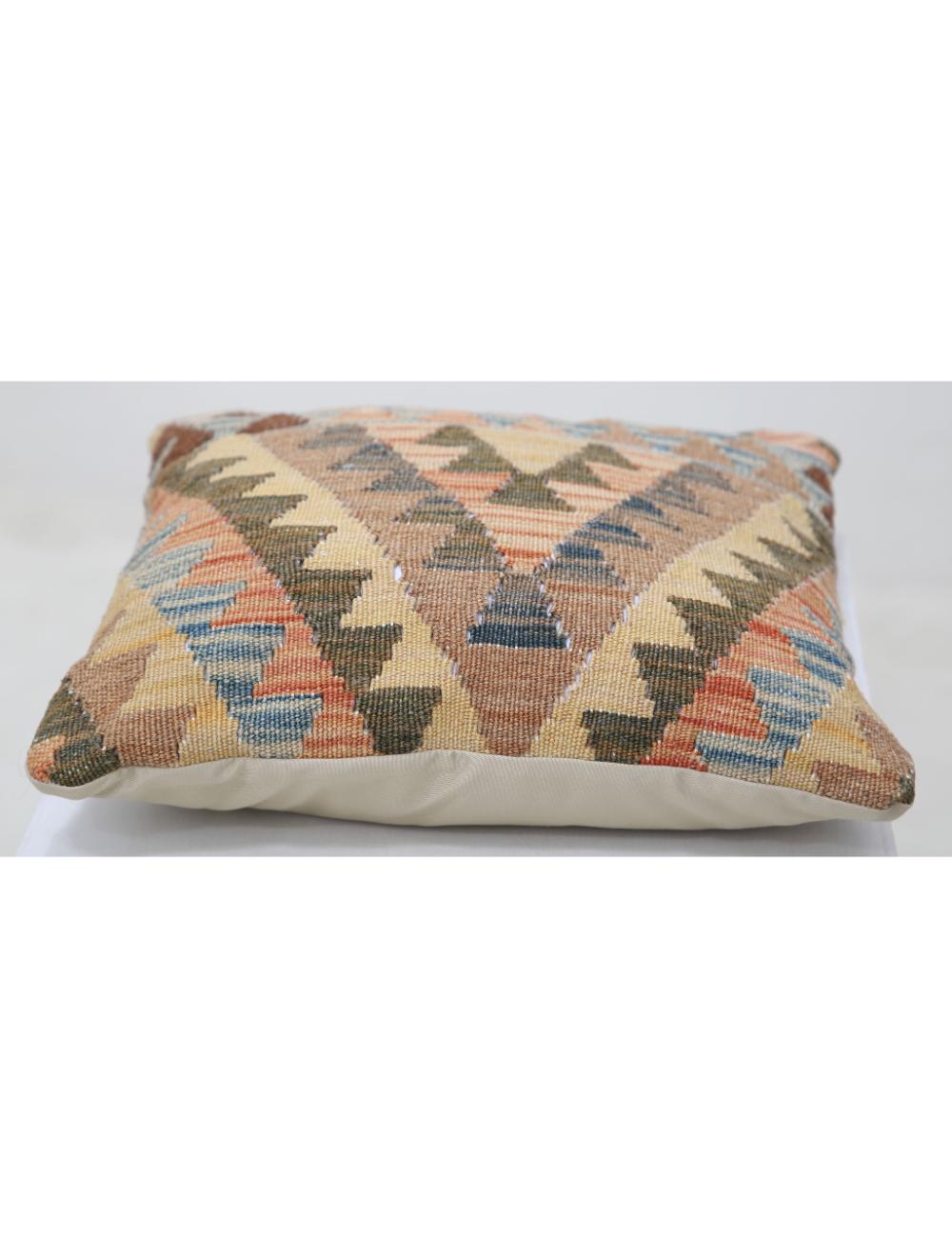 Hand Woven Tribal Multi Color Geometric Wool Pillow - 1'5'' x 1'5'' Arteverk Arteverk Rugs
